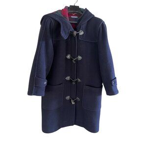 Brooks Brothers Blue Duffle Coat Womens Medium Toggle Button Jacket Wool England